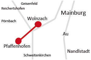 Von Pfaffenhofen aus erreichen Sie PC Service Doppler - ST2232 Richtung Geisenfeld