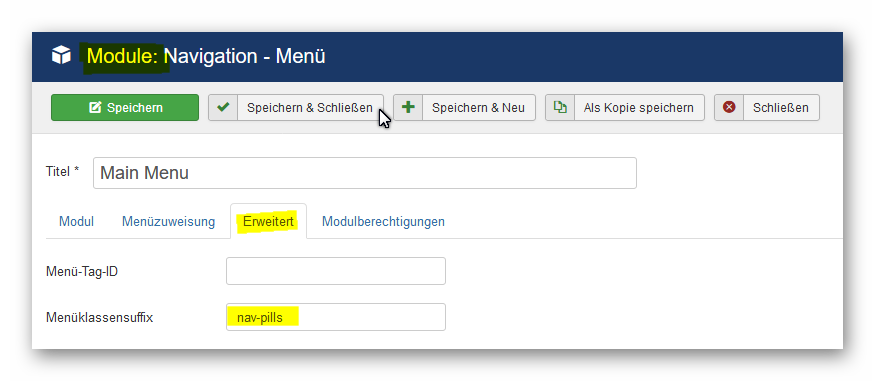 Standard-Template Protostar Menü horizontal ausrichten statt vertikal