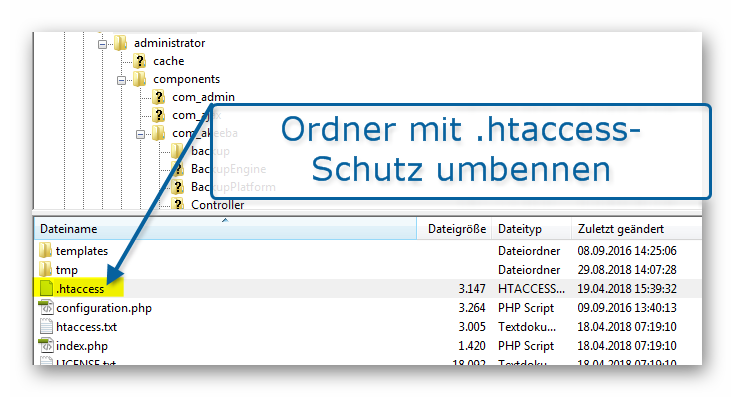 Ordner wieder in 